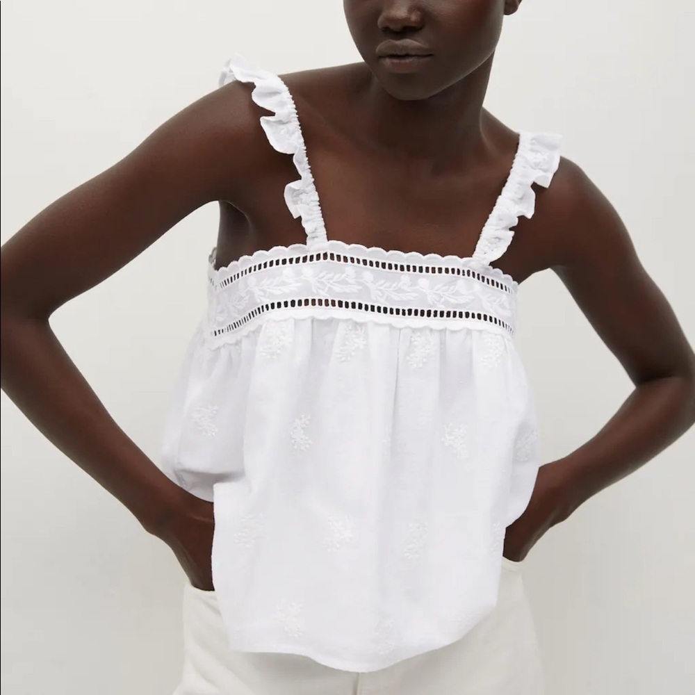 NWT Mango Embroidered Cotton Top, Size M
